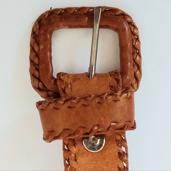 Vintage Women's Handmade Woven Edge Leather & Kilim Blanket Belt - marked Sz 36 - Picture 6 of 11